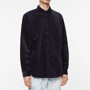 Schnayderman’s Corduroy Button down shirt navy size small SSENSE Portugal